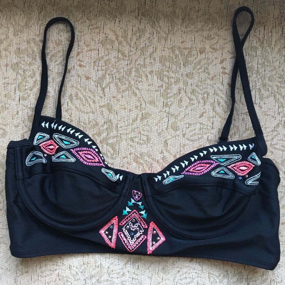 🎁🎁🎁 Black embroidered corset swimsuit top